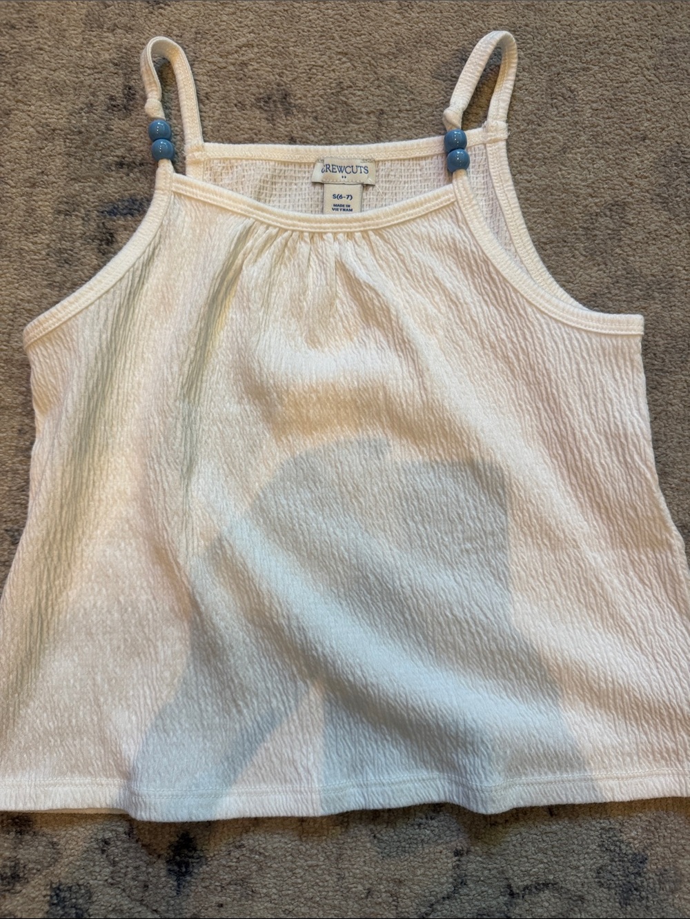 Crewcuts Cream Tank with Blue Bead Straps